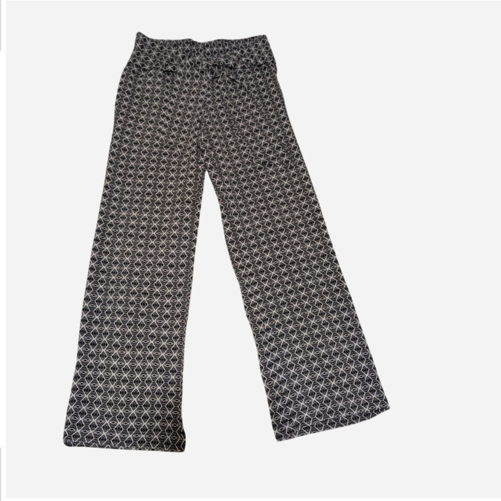 Pre-owned Black & White Geometric Print Wide Leg Pants